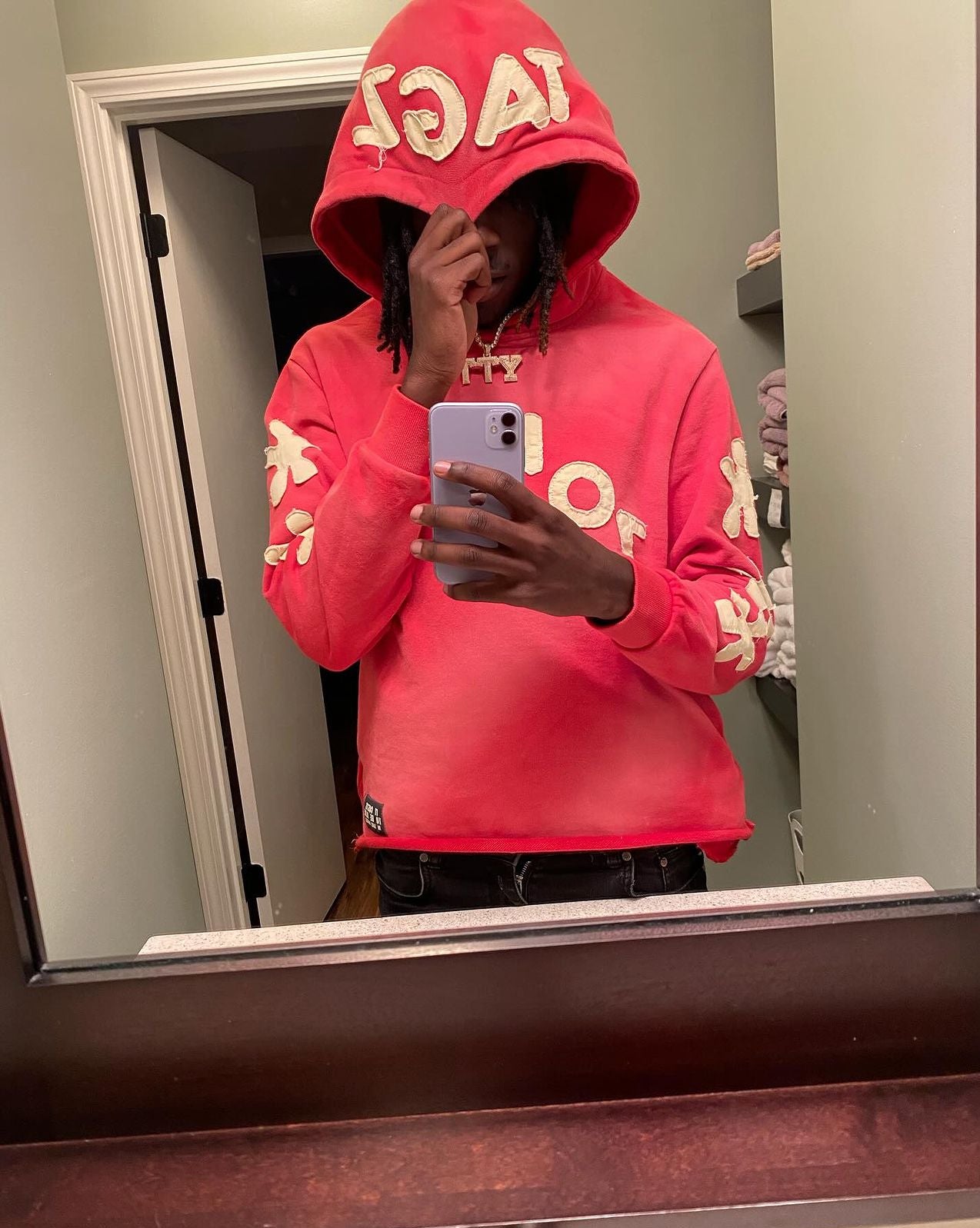 (Cropped Red Zombie Tagz Hoodie)