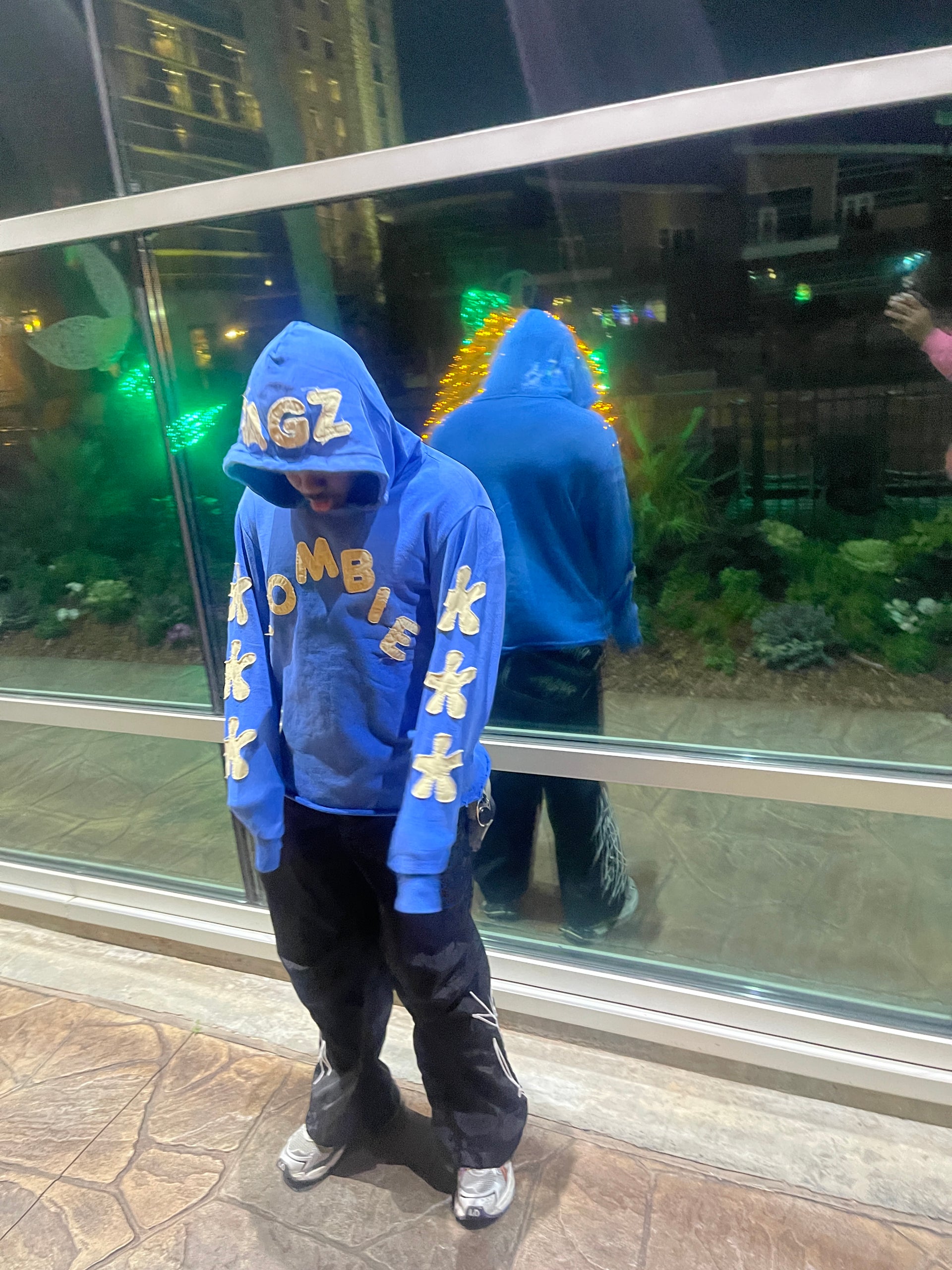Blue Cropped Zombie Tagz Hoodie