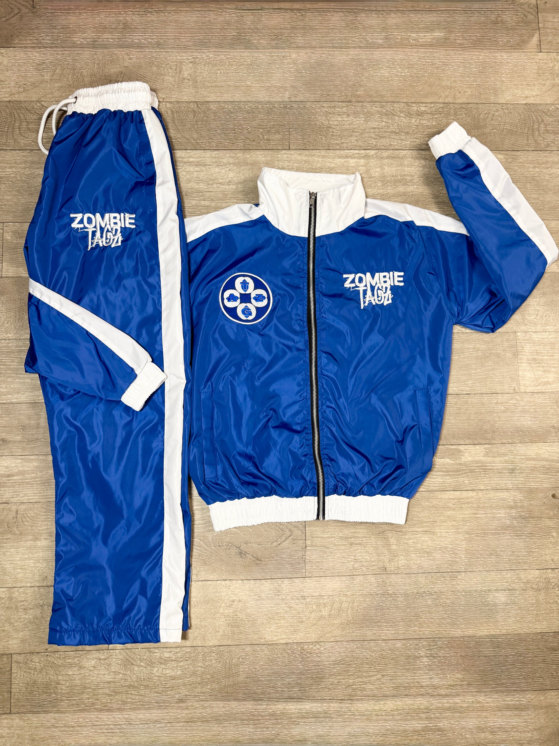 (Blue and White Windbreaker Set)