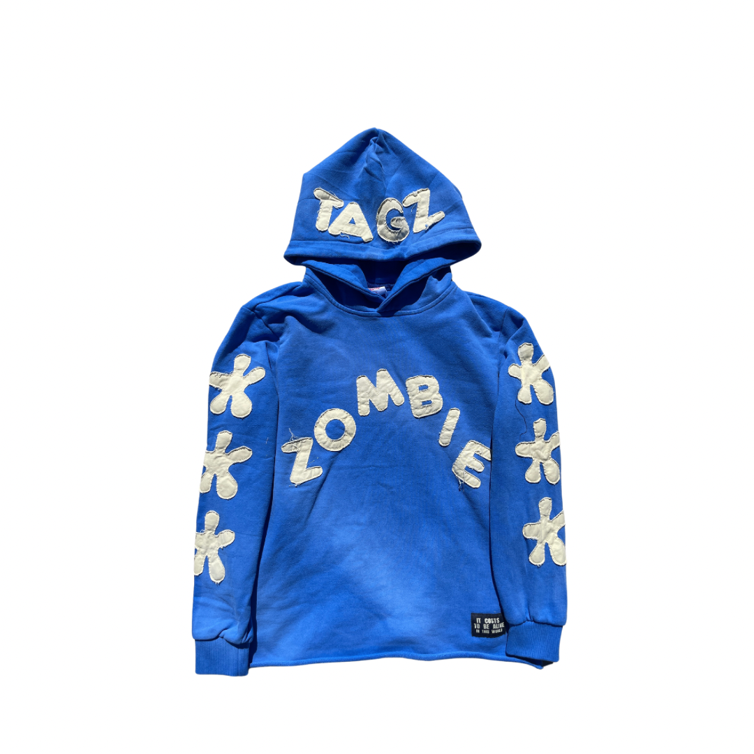 (Blue Cropped Zombie Tagz Hoodie)