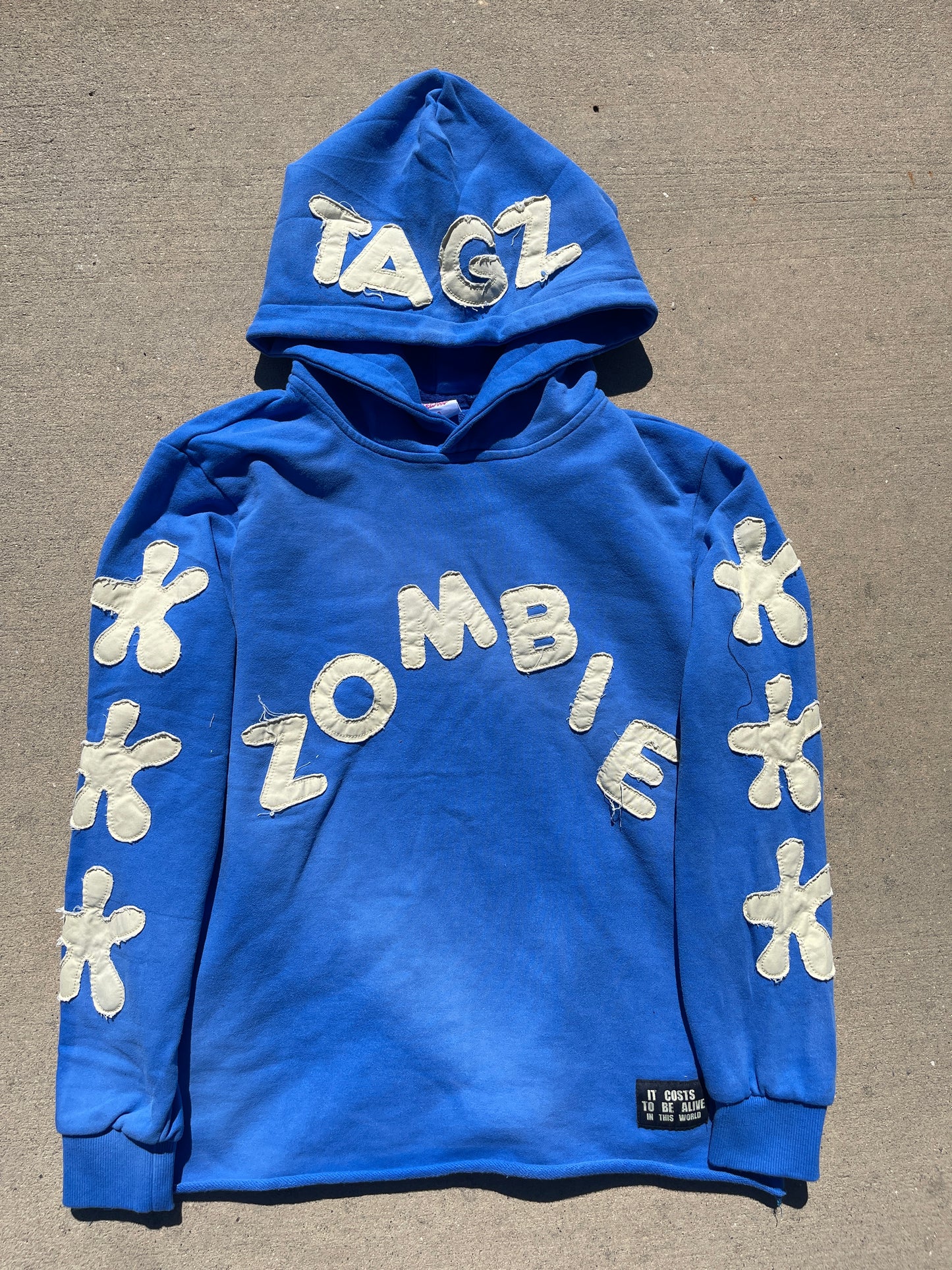 Blue Cropped Zombie Tagz Hoodie